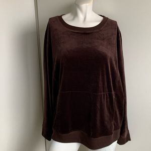 Jane and Delancey XL brown velour pullover sweatshirt